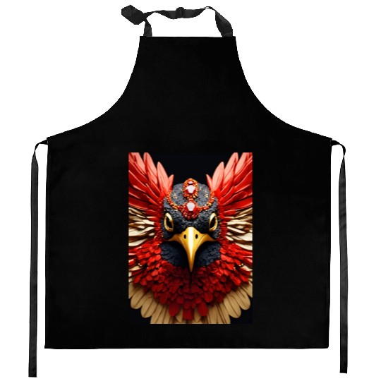 Realistic Anthropomorphic Red white and black humm Kitchen Aprons