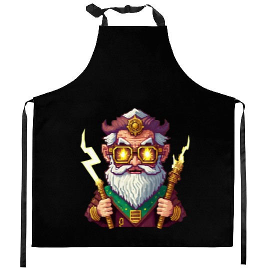 Angry Zeus Pixel Art, Wearing Steampunk Glasses Kitchen Aprons