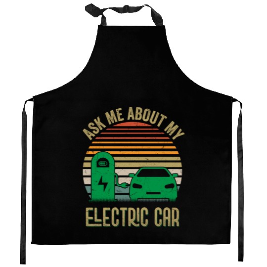 Ask Me About My Electric Car Driver EV Car Kitchen Aprons