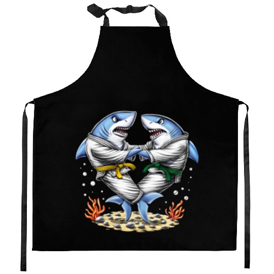 Shark Jiu-Jitsu Wrestlers Kitchen Aprons