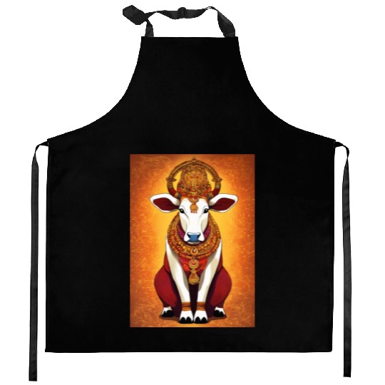 hindu cow goddes art Kitchen Aprons