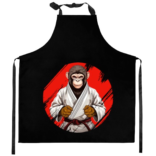 Karate Judo Monkey Chimpanzee Martial arts Kitchen Aprons