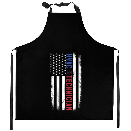 HVAC Technician US American Flag HVAC Mechanic Kitchen Aprons