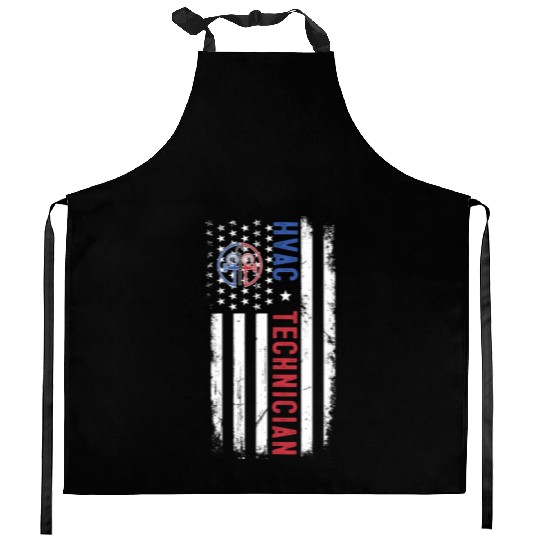 HVAC Technician US American Flag HVAC Mechanic Eng Kitchen Aprons
