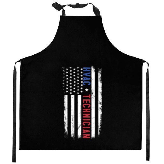HVAC Technician US American Flag HVAC Mechanic Kitchen Aprons