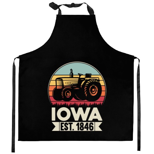 Iowa Vintage Tractor Farmer Gifts Kitchen Aprons