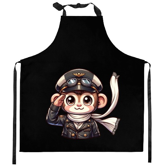 Cute Monkey Pilot Kitchen Aprons