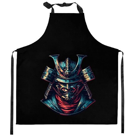 Cyber Shogun - Futuristic Samurai Warrior Kitchen Aprons