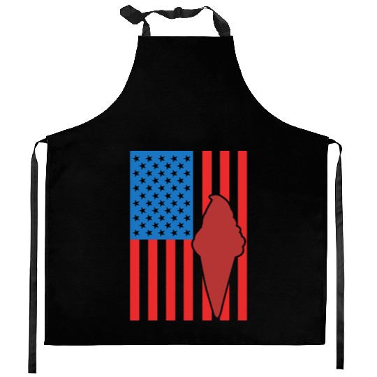 Ice Cream US Flag Kitchen Aprons