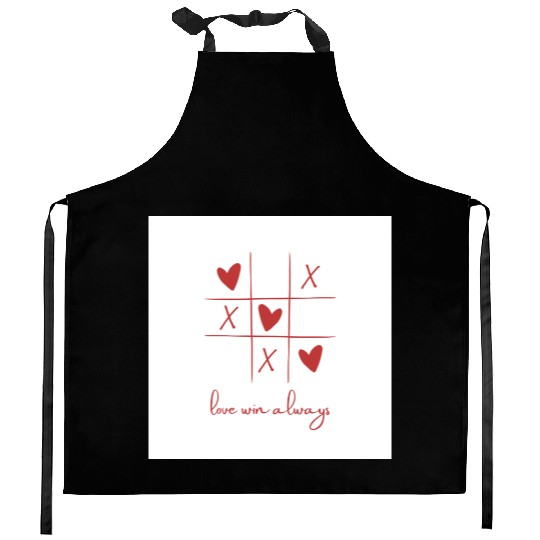 Beige Rouge Amour Saint Valentin Kitchen Aprons