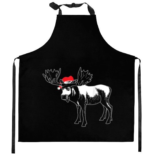 Christmas Moose X mas Deer Animal Fan Hilarious Kitchen Aprons