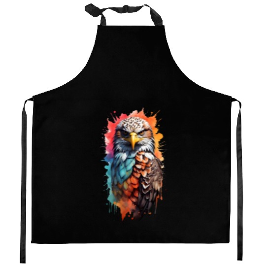 Stunningly colored bald eagle Kitchen Aprons