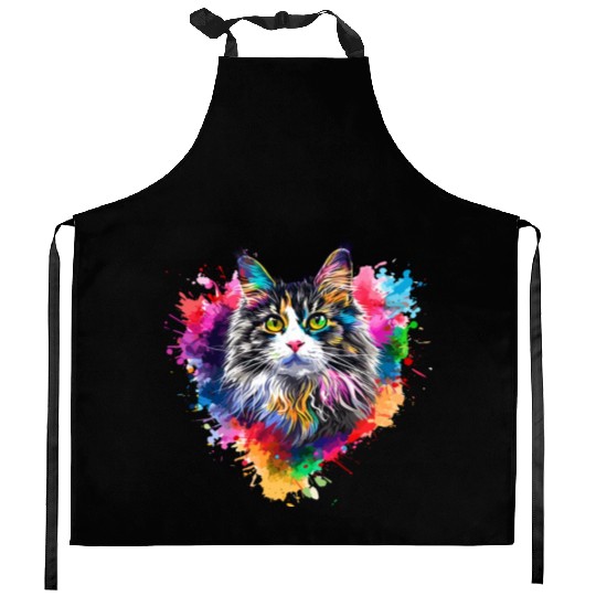 Colorburst Whiskers Rainbow Heart Kitchen Aprons