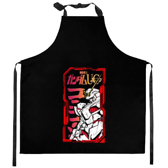Gundam unicorn Kitchen Aprons