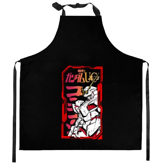 Gundam unicorn Kitchen Aprons