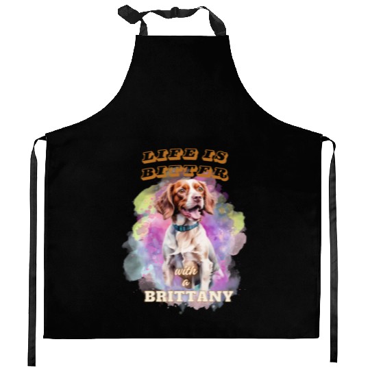 Surrealism Starry Night Brittany Spaniel Dog Kitchen Aprons