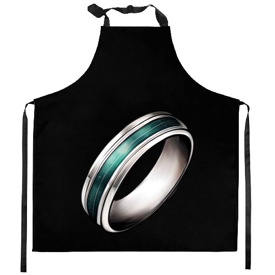 Silver Ring With Green Inlay Jewelry Kitchen Aprons