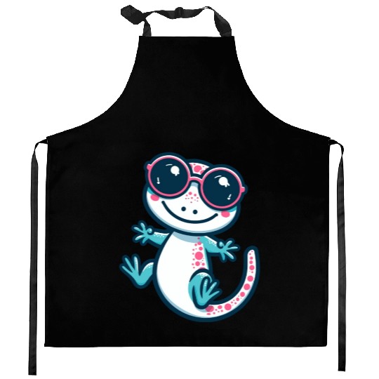 Playful Lizard Cartoon Kitchen Aprons