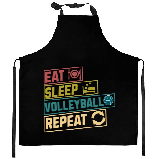 Eat sleep volleyball repeat hobby Kitchen Aprons