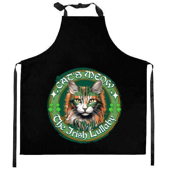 CAT'S MEOW THE IRISH LULLABY Feline Kitty Design Kitchen Aprons