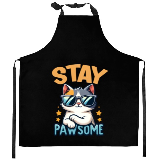 Stay Pawsome Cat for a Cat owner cat lover Kitchen Aprons