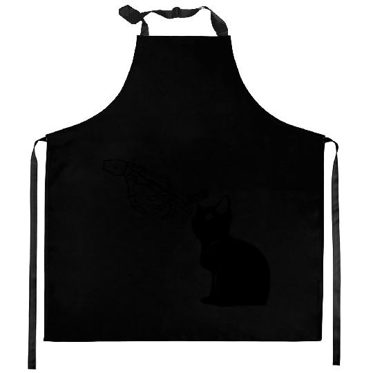 Black Cat Lover Skeleton Hand Boop Kitchen Aprons