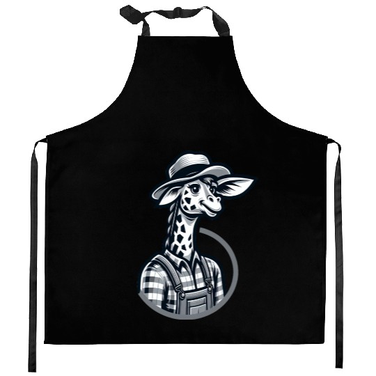 Cute Giraffe Farmer Kitchen Aprons