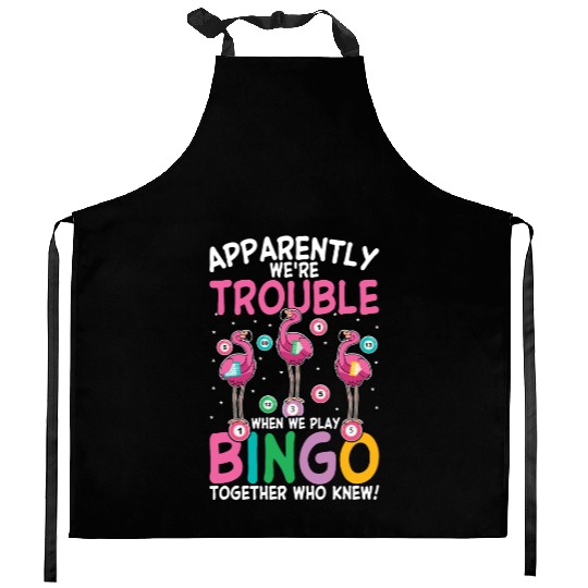Bingo Game Night Flamingo Kitchen Aprons