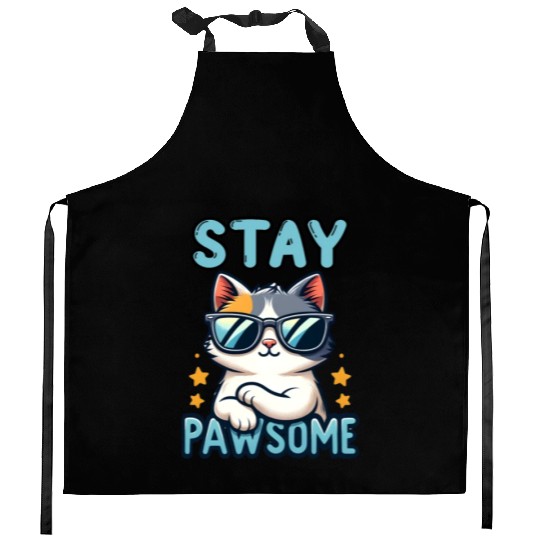 Stay Pawsome Cat for a Cat owner cat lover Kitchen Aprons