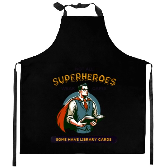 Superhero Librarian - Library Card Kitchen Aprons