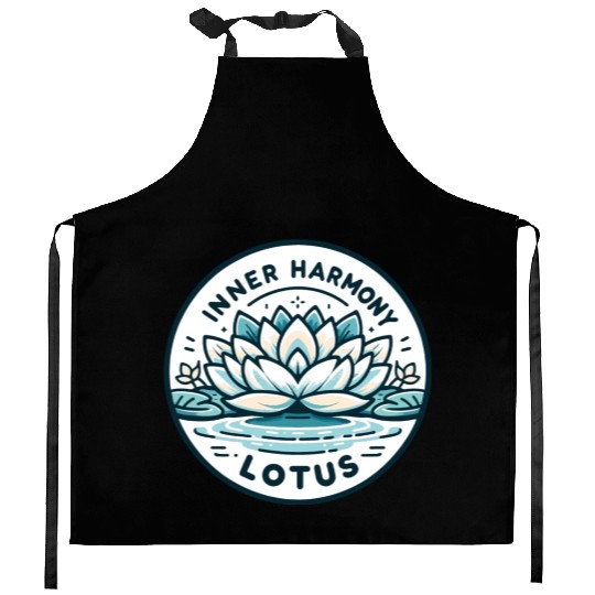 Inner Harmony Lotus - Serene Water & Flower Design Kitchen Aprons