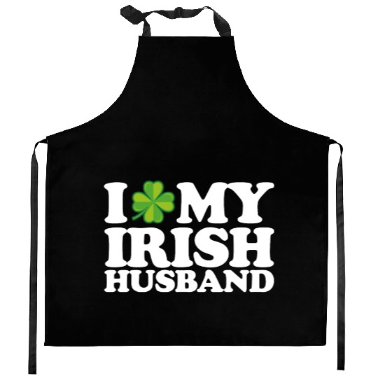 I Love My Irish Husband Couple St Patrick's Day Kitchen Aprons