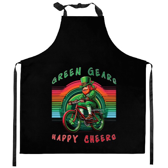 Green Gears, Happy Cheers Saint Patrick's Day 2024 Kitchen Aprons