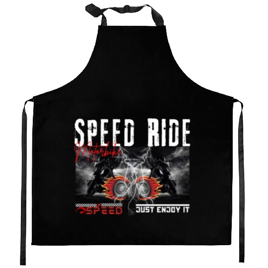Speed Ride Motorbike Vintage Motorcycle Kitchen Aprons
