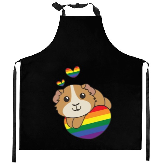Rainbow Flag Pride Lgbtq Cute Guinea Pig Love Kitchen Aprons