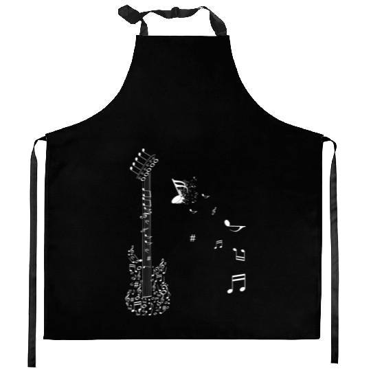 Electric Guitar in Music note for band guitarist Kitchen Aprons