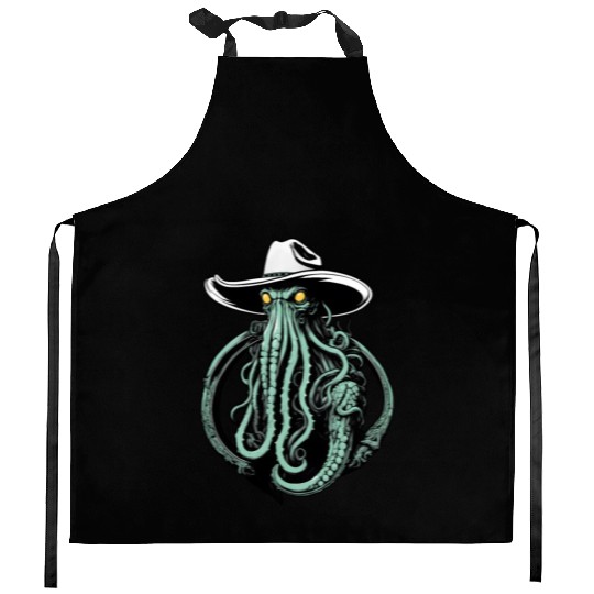 Weird Wild West - Cthulhu Cowboy Kitchen Aprons