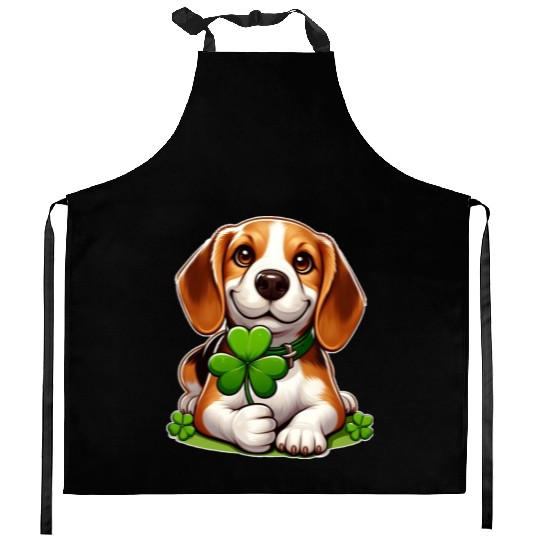 St. Patrick's Day Beagle Kitchen Aprons
