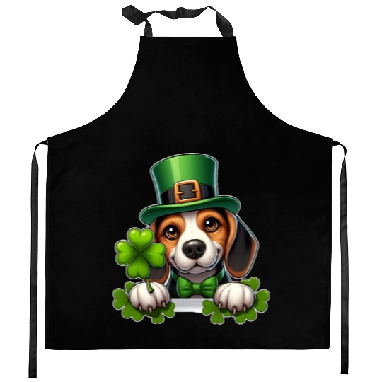 St. Patrick's Day Beagle Kitchen Aprons