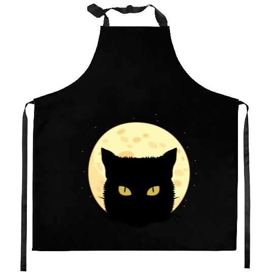 Cat Full Moon Cat Owner Gift Kitchen Aprons