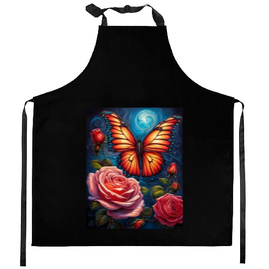 Emerald Monarch: A Delicate Embrace of Nature Kitchen Aprons