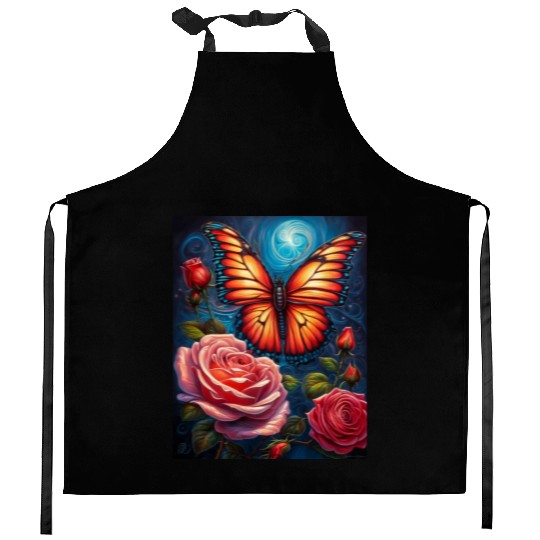 Emerald Monarch: A Delicate Embrace of Nature Kitchen Aprons