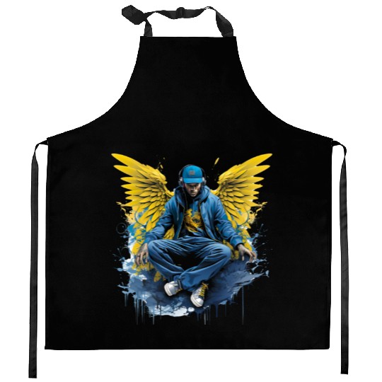 Urban Angel Wings DJ Graphic Stylish Streetwear Kitchen Aprons