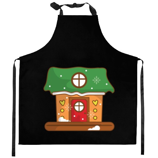 Green Gingerbread house Kitchen Aprons