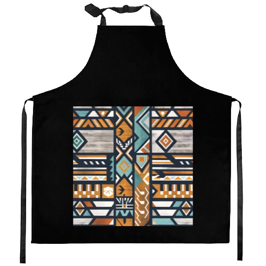 Urban Tribal Pattern - Aztec - Concrete and Wood Kitchen Aprons