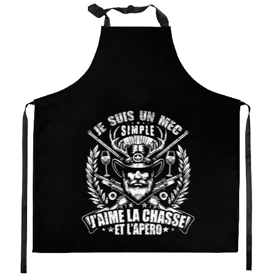 J'aime La Chasse et L'apéro Idée Originale Humour Kitchen Aprons