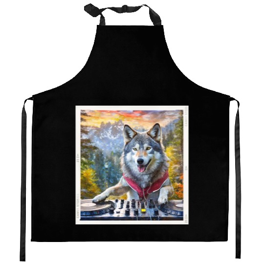 DJ Wolf Wilderness Mix Kitchen Aprons