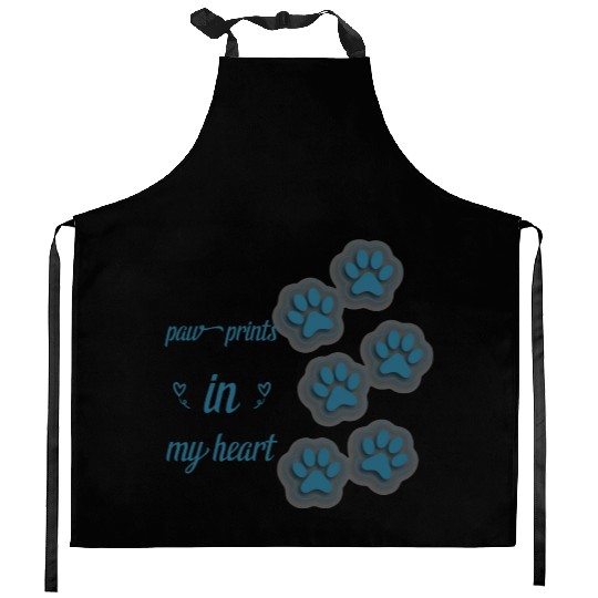 paw prints in my heart Kitchen Aprons