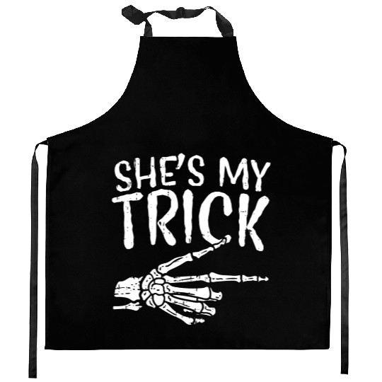 Shes My Trick Matching Couple Halloween Kitchen Aprons