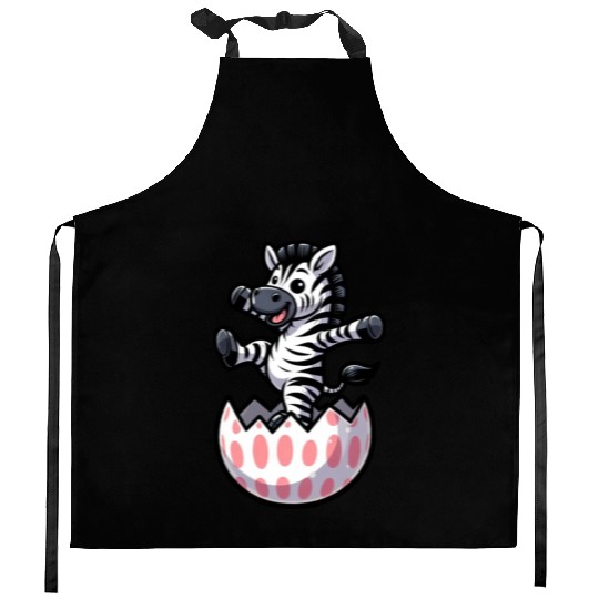 Easter Zebra Comic Easter Egg Kitchen Aprons